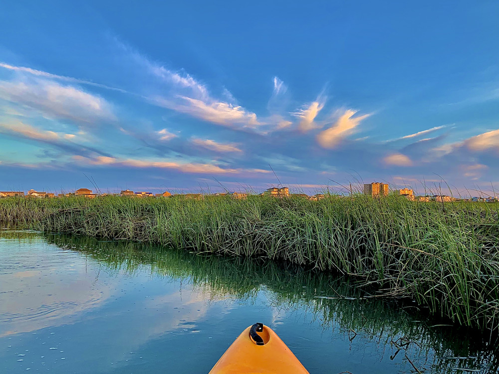 Beautiful Sky and glassy water on this kayak tour in North Myrtle Beach by J & L Kayak Tours